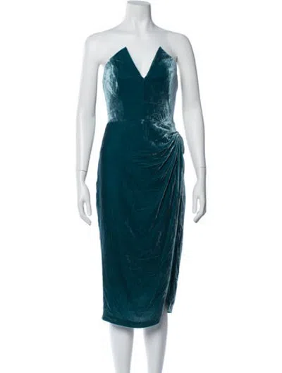 Pre-owned Cushnie V-neck Midi Length Dress In Blue