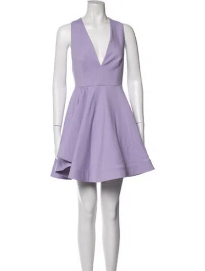 Pre-owned Cushnie V-neck Mini Dress W/ Tags In Purple