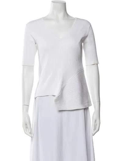 Pre-owned Cushnie V-neck Short Sleeve Top In White