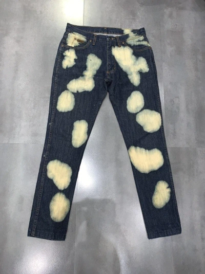 Pre-owned Custom X Wrangler Custom Made Bleached Wrangler Denim Pants In Indigo