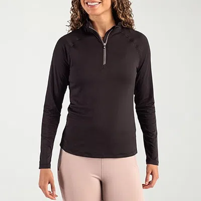 Cutter & Buck Womens Mock Neck Long Sleeve Quarter-zip Pullover In Black