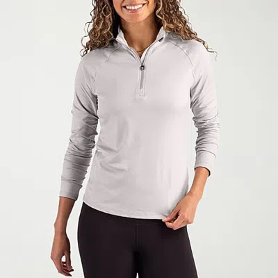 Cutter & Buck Womens Mock Neck Long Sleeve Quarter-zip Pullover In Gray