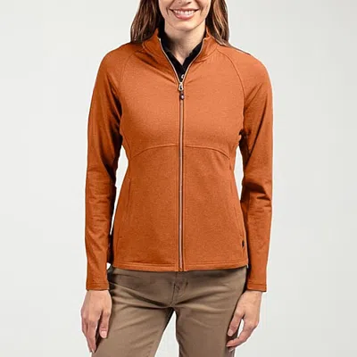 Cutter & Buck Womens Mock Neck Long Sleeve Quarter-zip Pullover In Orange