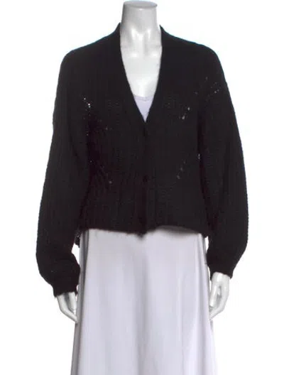 Pre-owned Cuyana Baby Alpaca V-neck Sweater In Black