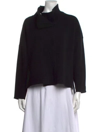 Pre-owned Cuyana Virgin Wool Mock Neck Sweater In Black