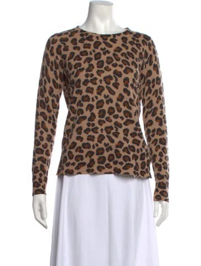 Pre-owned Cynthia Rowley Cashmere Animal Print Sweater In Neutrals