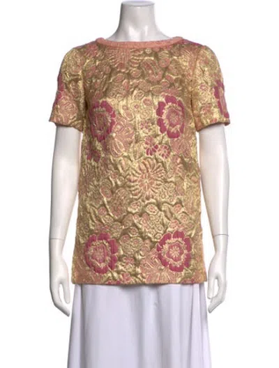 Pre-owned D&g Acetate Floral Print Top In Gold/metallic