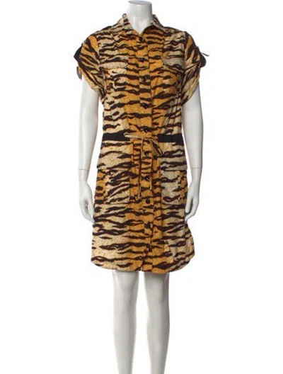 Pre-owned D&g Animal Print Mini Dress In Yellow
