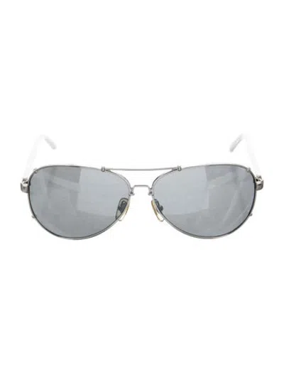 Pre-owned D&g Aviator Mirrored Sunglasses In Silver/white