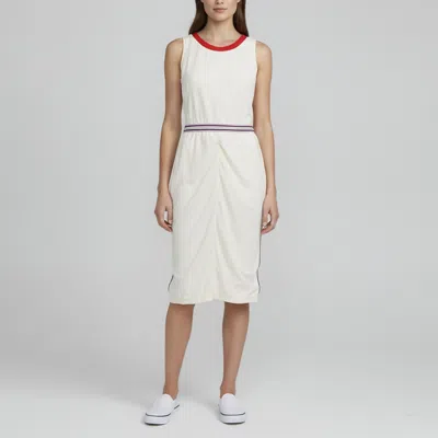 Pre-owned D & G Cream Jersey Red & Blue Trim Detail Sleeveless Tyral Sheath Dress S
