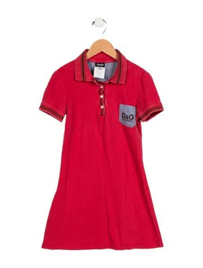 Pre-owned D&g Kids Girls' Embroidered Dress In Red