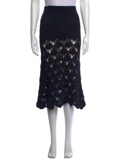 Pre-owned D&g Lace Pattern Midi Length Skirt In Black