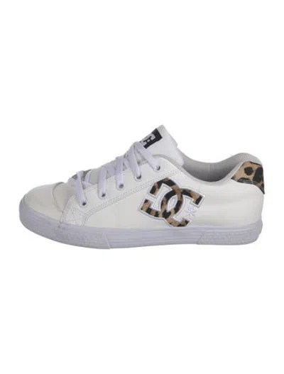 Pre-owned D&g Leather Animal Print Sneakers In White