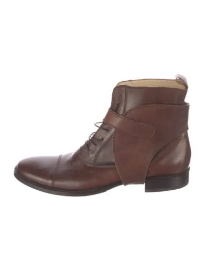 Pre-owned D&g Leather Lace-up Boots In Brown