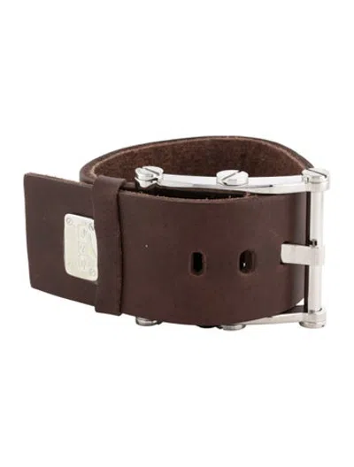 Pre-owned D&g Leather Wrap Bracelet In Brown