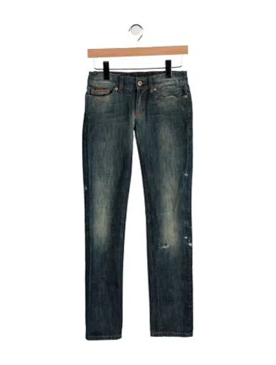 Pre-owned D&g Mid-rise Straight Leg Jeans In Blue