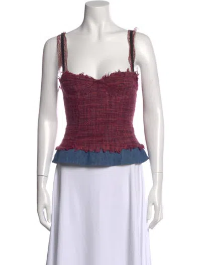 Pre-owned D&g Square Neckline Sleeveless Crop Top In Pink
