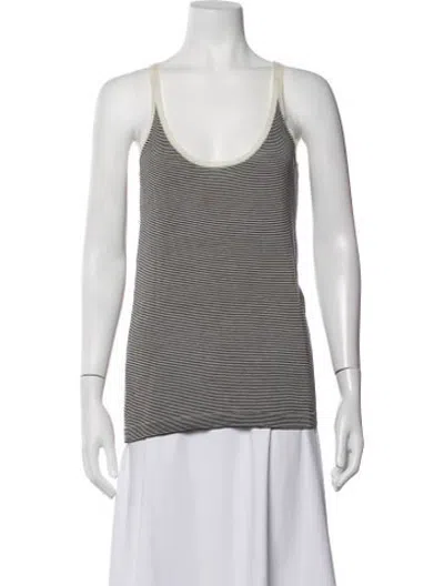 Pre-owned D&g Striped Scoop Neck Top In Grey
