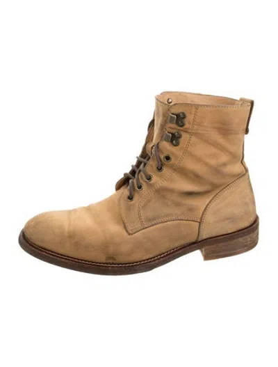 Pre-owned D&g Suede Lace-up Boots In Neutrals