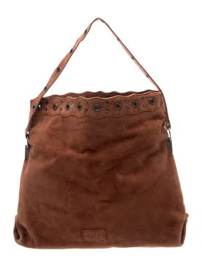 Pre-owned D&g Suede Shoulder Bag Vintage In Brown