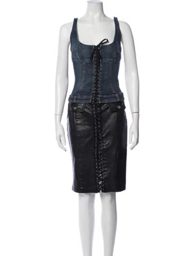 Pre-owned D&g Vintage Midi Length Dress In Blue