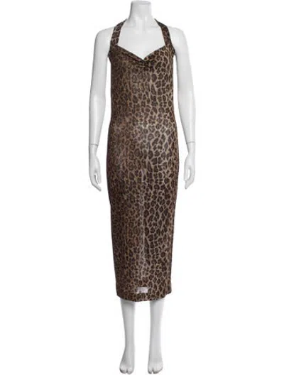 Pre-owned D&g Vintage Midi Length Dress In Brown/metallic