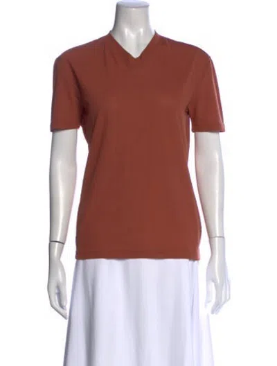Pre-owned D&g V-neck Short Sleeve T-shirt In Brown