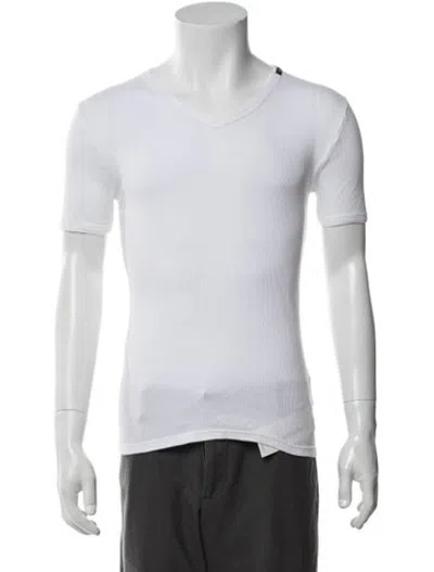 Pre-owned D&g V-neck Short Sleeve T-shirt In Neutrals
