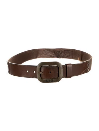 Pre-owned D&g Waist Belt In Brown