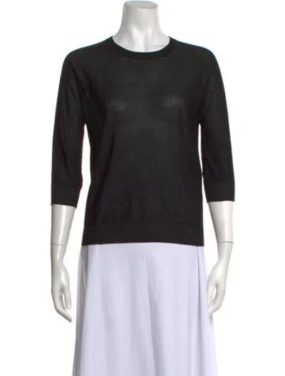 Pre-owned D Exterior Crew Neck Three-quarter Sleeve Top W/ Tags In Black