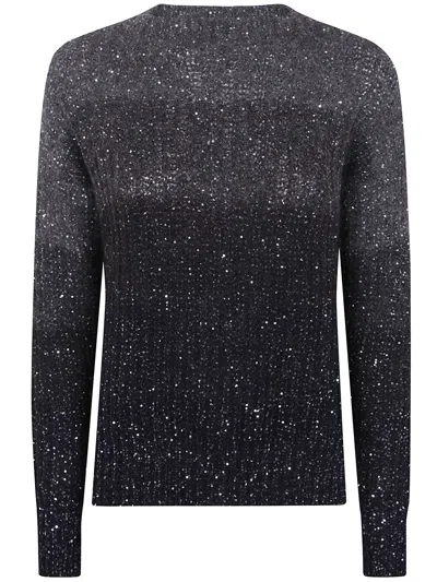D Exterior D.exterior Crystals Degrade Long Sleeves Round Neck Sweater In Brown