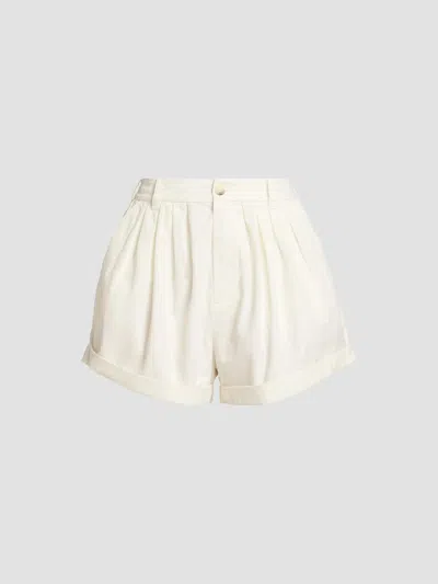 D Ô E N Women's Paige Pleated Cotton Shorts In Salt