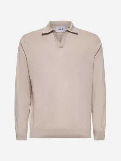 D4.0 Beige Cotton Knit Polo Shirt