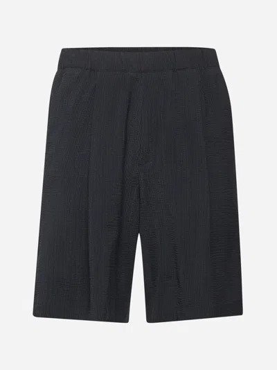 D4.0 Blue Jacquard Wool Blend Ford Bermuda Shorts
