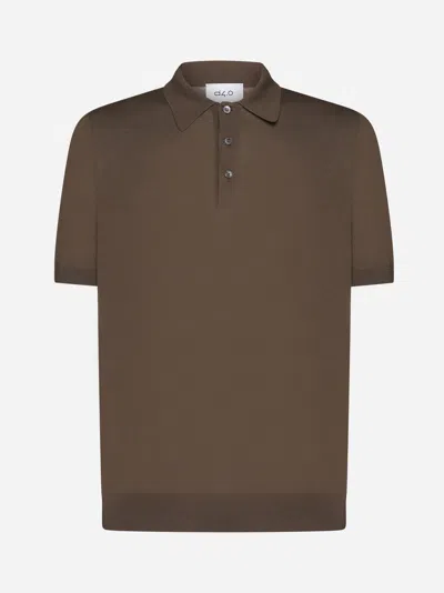 D4.0 Cotton Knit Polo Shirt In Dark Brown