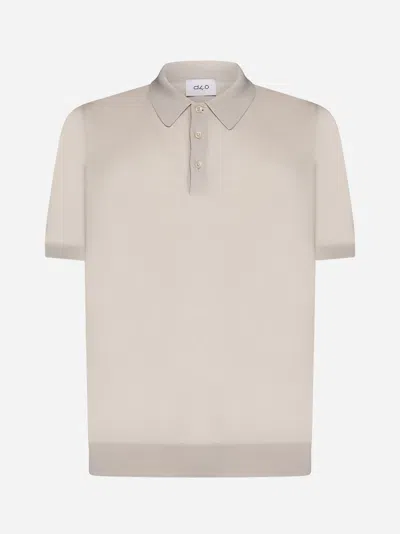 D4.0 Cotton Knit Polo Shirt In Beige