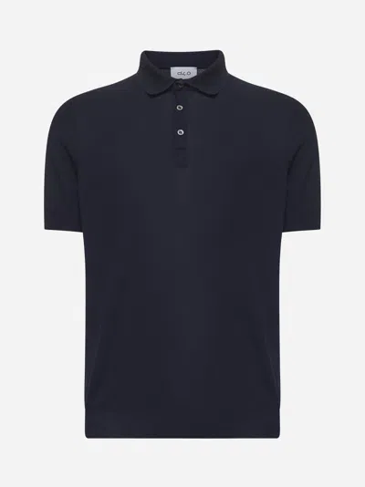 D4.0 Blue Cotton Knit Polo Shirt