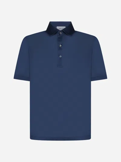 D4.0 Cotton Polo Shirt In Blue
