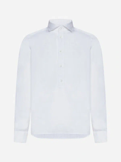 D4.0 Linen Polo Shirt In White