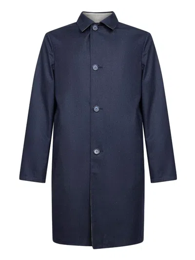 D4.0 Reversible Single-breasted Coat In Blue