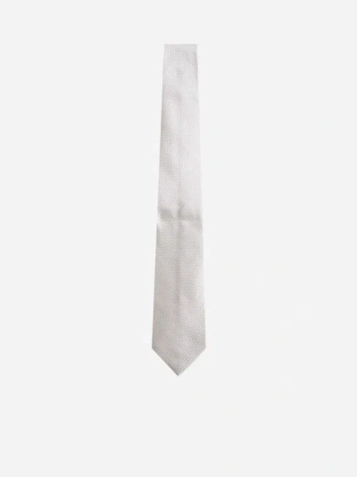 D4.0 Silk Jacquard Tie In Ivory