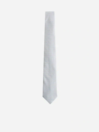 D4.0 Silk Jacquard Tie In White,light Blue
