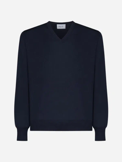 D4.0 V-neck Wool Sweater In Blue