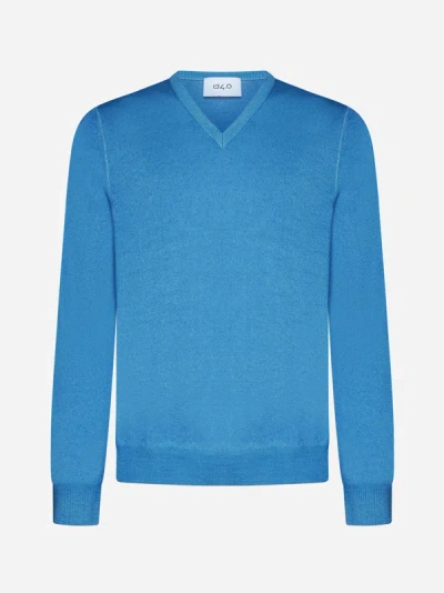 D4.0 V-neck Wool Sweater In Turquoise