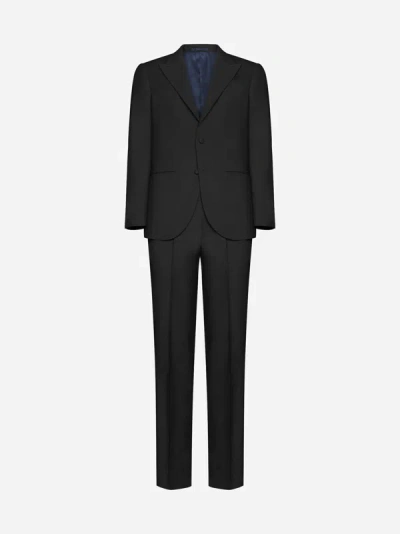 D4.0 Wool And Merino Single-breasted Suit In Black