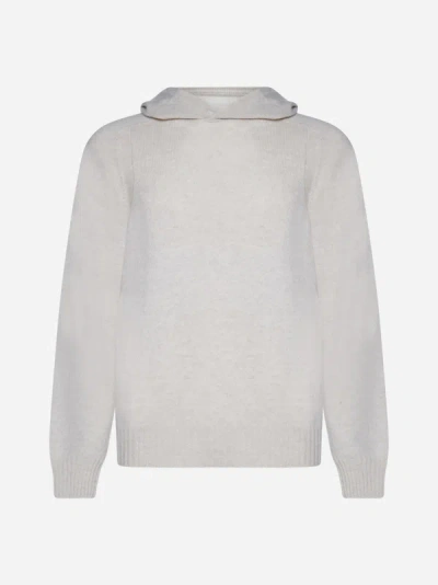 D4.0 Wool Hooded Sweater In Beige