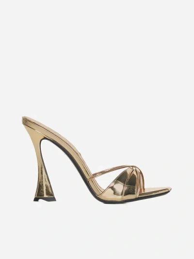 D’accori Iridescent Leather Mule Sandals In Liquid Gold