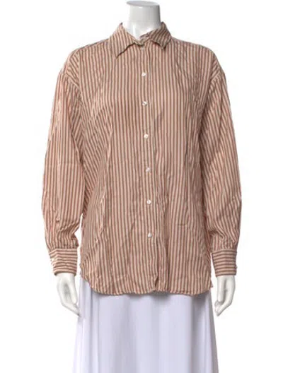 Pre-owned Dagmar Striped Long Sleeve Button-up Top In Multicolor