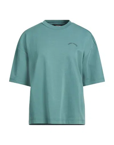 Daily Paper Woman T-shirt Sage Green Size L Cotton, Elastane In Blue