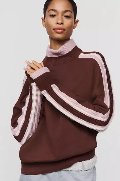 Daily Practice Cotton Blend Mock Neck Pullover Top In Brown